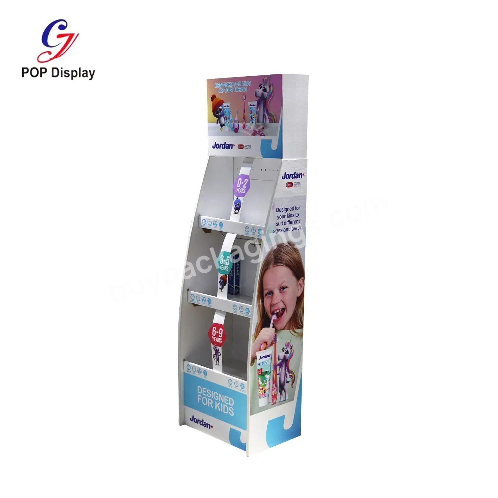 Supermarket Advertising Toothpaste Floor Cardboard Corrugated Display Customized Size Paper Collapsible Display Lcd Screen