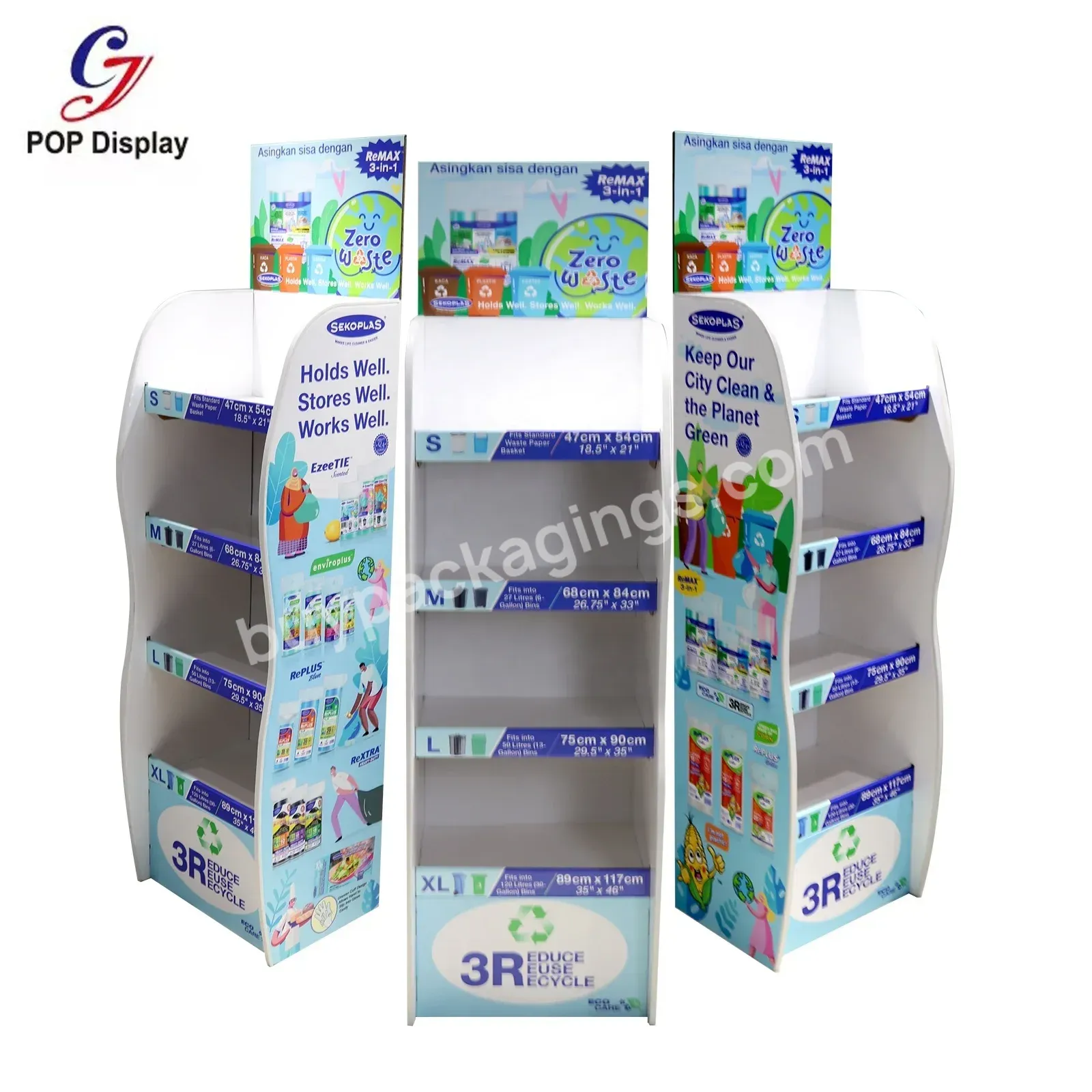 Supermarket Promotion Custom 4 Tier Retail Store Cardboard Stand Up Display Paper Floor Free Standee Rack For Cup Liquor Bottle