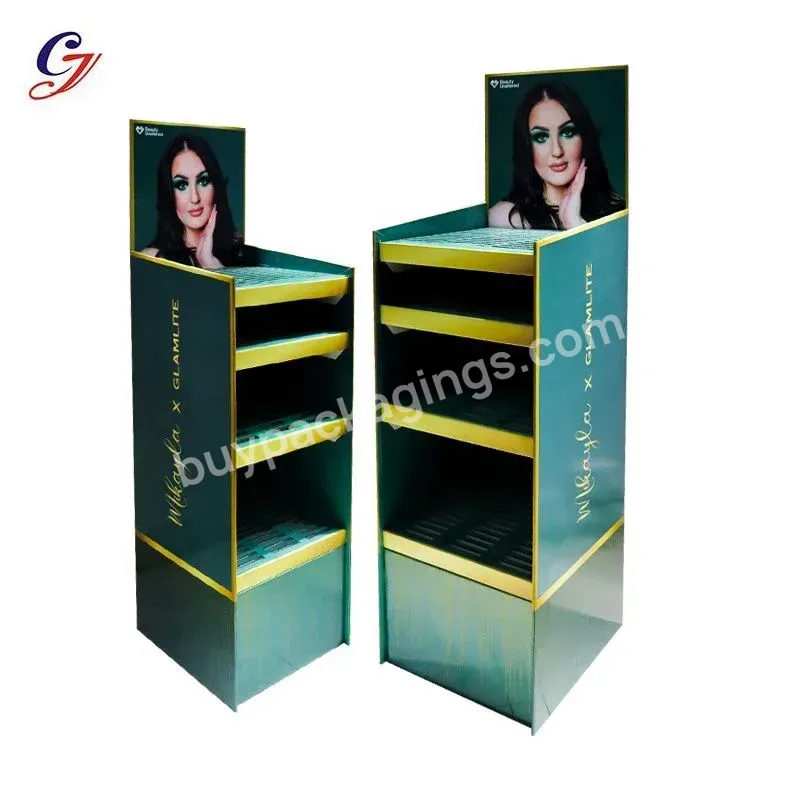 Supplier Customized 4 Teirs Cardboard Shelf Rack For Retail Luxury Cosmetic Makeup Shop Displays Stand Storage With Slots Grids - Buy Luxury Cosmetic Display Stands,Perfume Cosmetic Makeup Display Stand Retail,Retail Cosmetic Makeup Displays Stand St