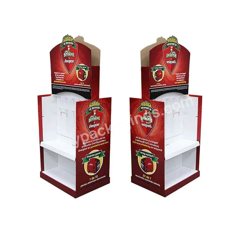 Two Sides Sock Rotating Hook Display Rack,Customized Cardboard Display Stand With Hooks For Display