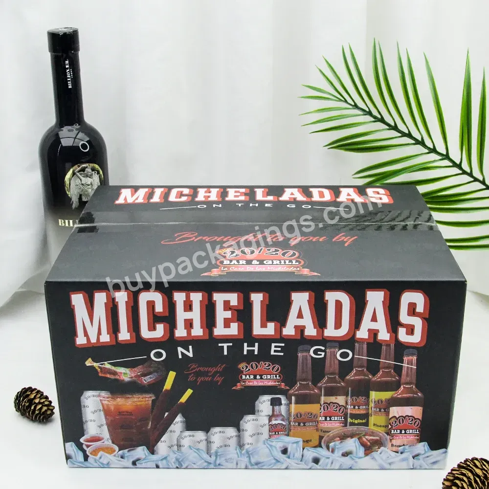 Unique Corrugated Cardboard Packaging Wine Easy Carry Beer Box