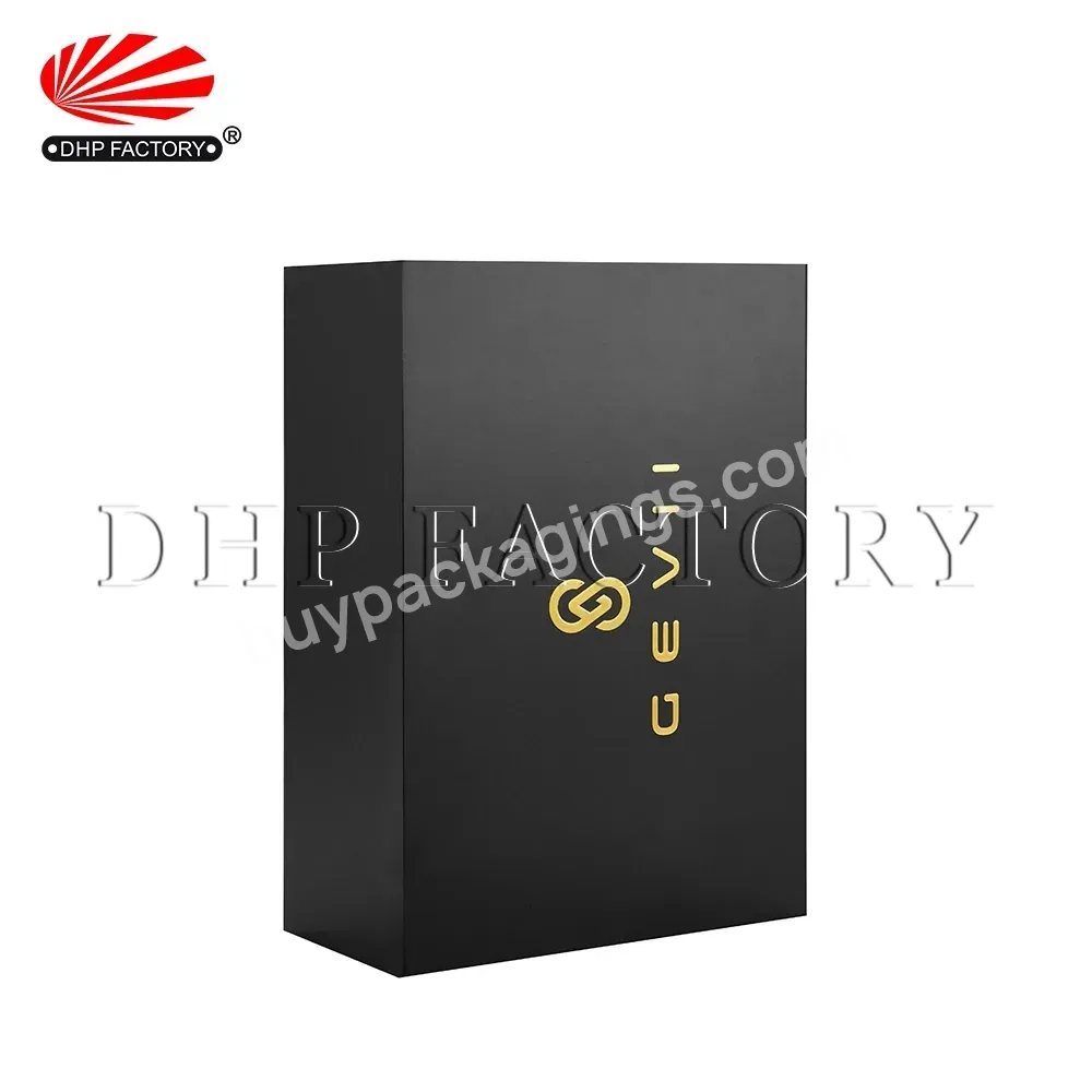 Versandboxen Lux Foldable Flap Lid Embossed Gold Foil Logo Matte Black Magnetic Folding Rigid Box Custom Cardboard Gift Box