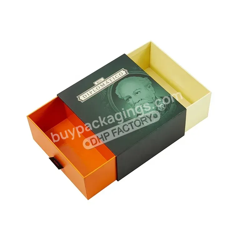 Vintage Exclusive Custom Design Hard Rigid Cardboard Double Wine Whiksy Vodka Bottles Sliding Drawer Gift Packaging Box