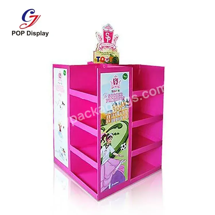 Walmart Store Customized Logo Promotion Pos 1/4 Pallet Cardboard Display Corrugated Carton Floor Stand Rack For Chips Crisp