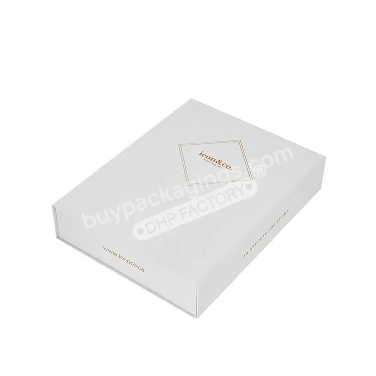 White Textured Custom Foil Stamping Logo Magnet Rigid Collapsible Storage Cardboard Packaging Flat Folding Paper Box