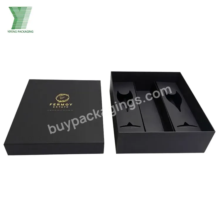 Wholesale Black Luxury Design High Quality Cardboard Paper Custom Wine Packaging Box Champagne Gift Box With Card Divider