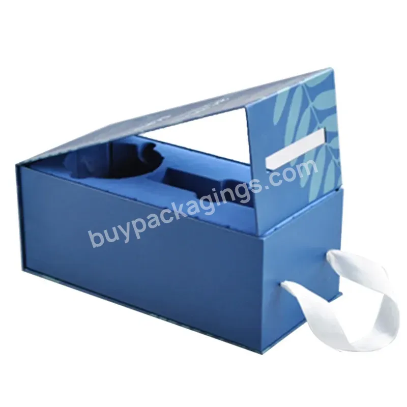 Wholesale Custom Eco Friendly Cardboard Glass Cup Perfume Paper Gift Boxes Ribbon Sealing Design With Foam Insert Popular