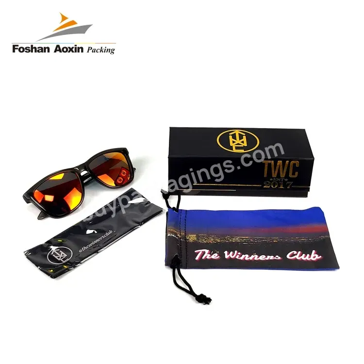 Wholesale Custom Logo Luxury Printing Black Blank Cardboard Flip Eyeglasses Case Gift Sunglasses Paper Packaging Box