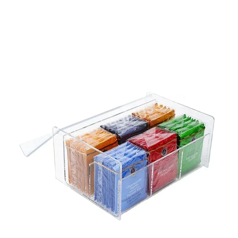 Wholesale Customized Clear Acrylic Organizer Tea Box With 4 Compartment