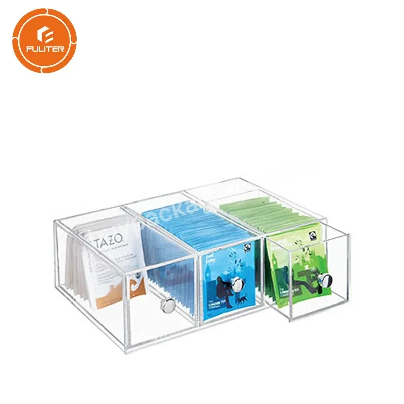 Wholesale Customized Clear Acrylic Organizer Tea Box With 4 Compartment