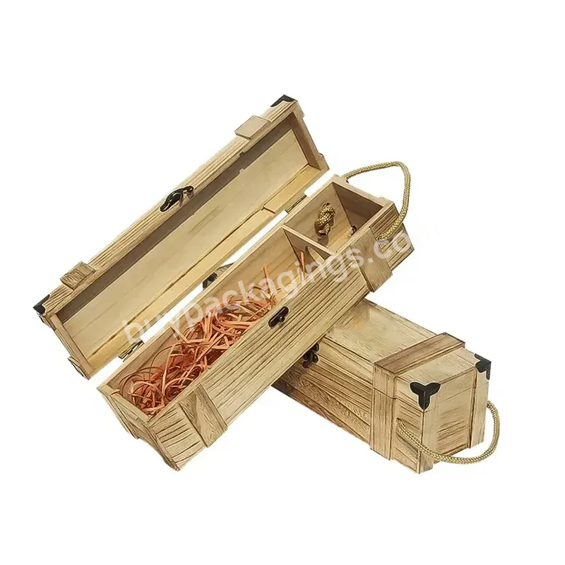 Wholesale Customized New Design Style Luxury Made Pine Wooden Wine Bottle Gift Packaging Wooden Wine Box