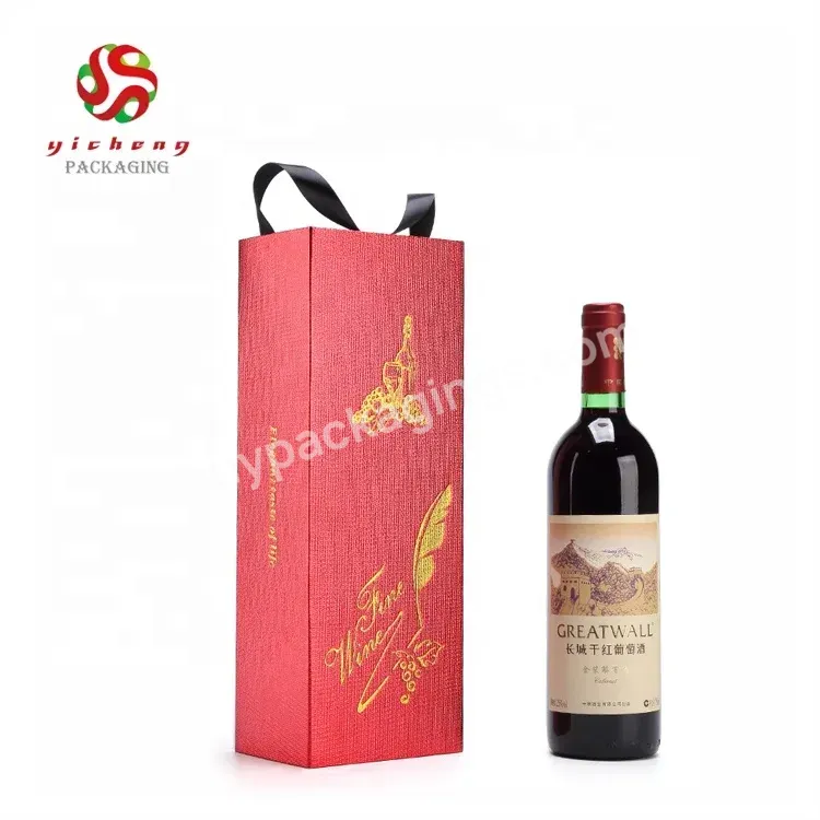 Wholesale Customized Portable Single Or Double Boxes Folding Paper Kraft Box Wine Gift Box With Handle