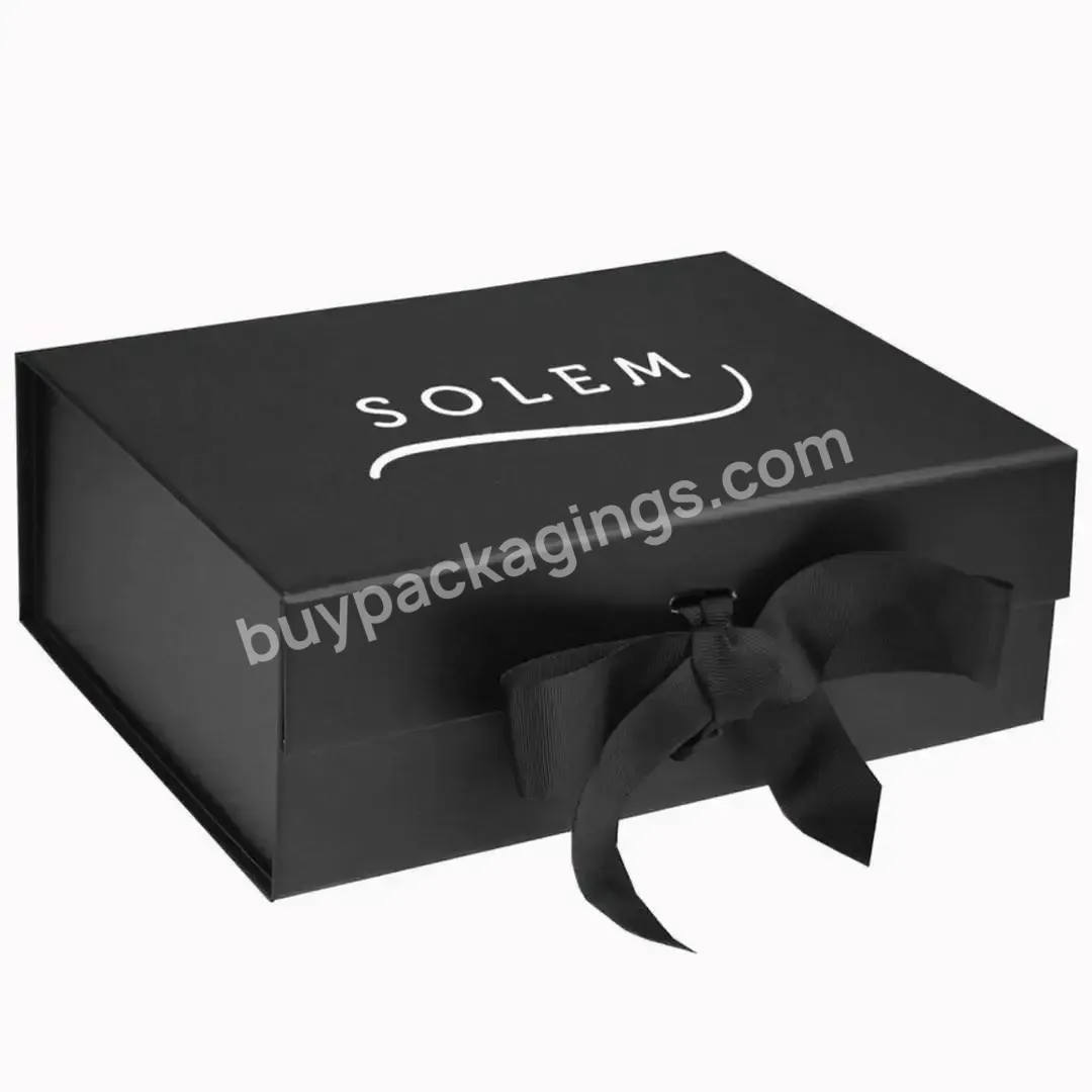 Wholesale E-commerce Customized Foldable Rigid Gift Box With Ribbon Black Magnetic Gift Box With Custom Logo - Buy Wholesale E-commerce Customized Foldable Rigid Gift Box,With Ribbon Black Magnetic Gift Box,Custom Logo.