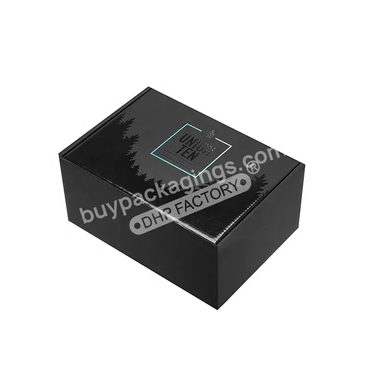Wholesale Luxury Unique Box Folding E Flute Paper In Black With Uv Spot Design For Cocktail Wine Gift Packaging