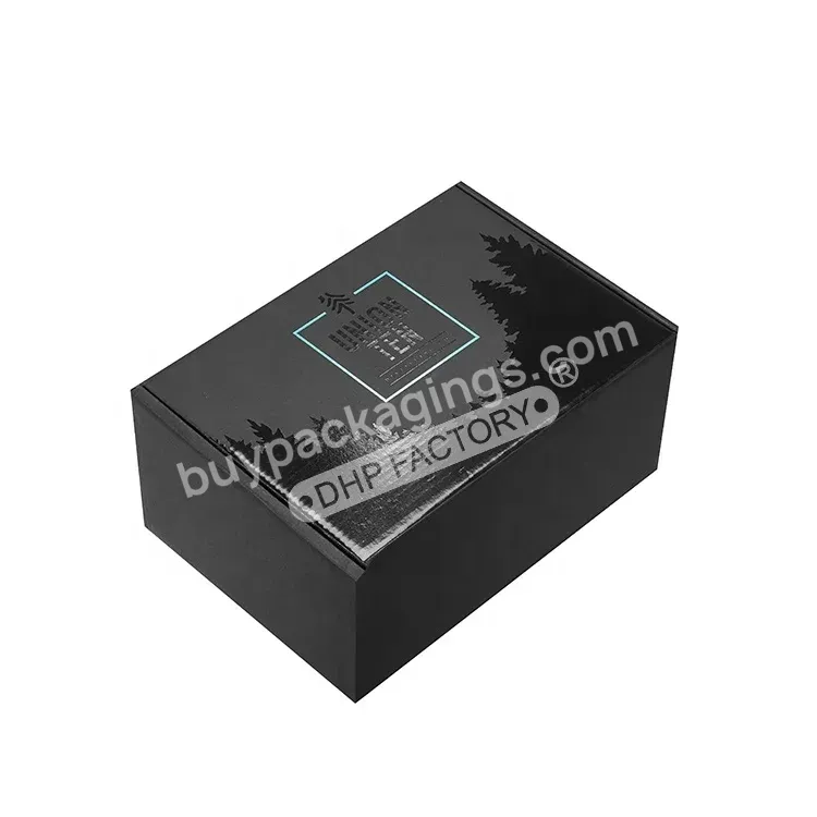 Wholesale Luxury Unique Box Folding E Flute Paper In Black With Uv Spot Design For Cocktail Wine Gift Packaging