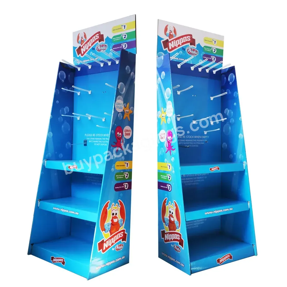 Wholesale Retail Advertising Racks Floor Hook Display Stand Free Standing Kids Accessories Toy Dolls Cardboard Shelf