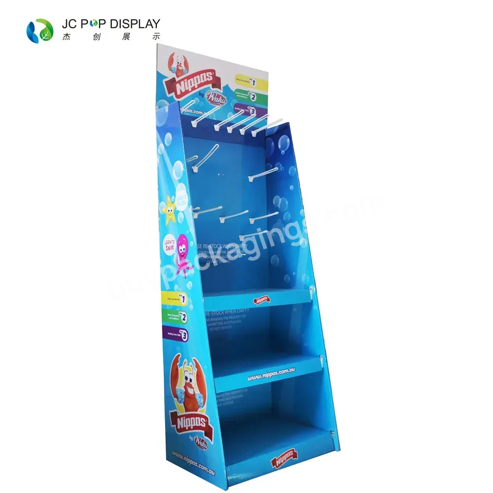 Wholesale Retail Advertising Racks Floor Hook Display Stand Free Standing Kids Accessories Toy Dolls Cardboard Shelf