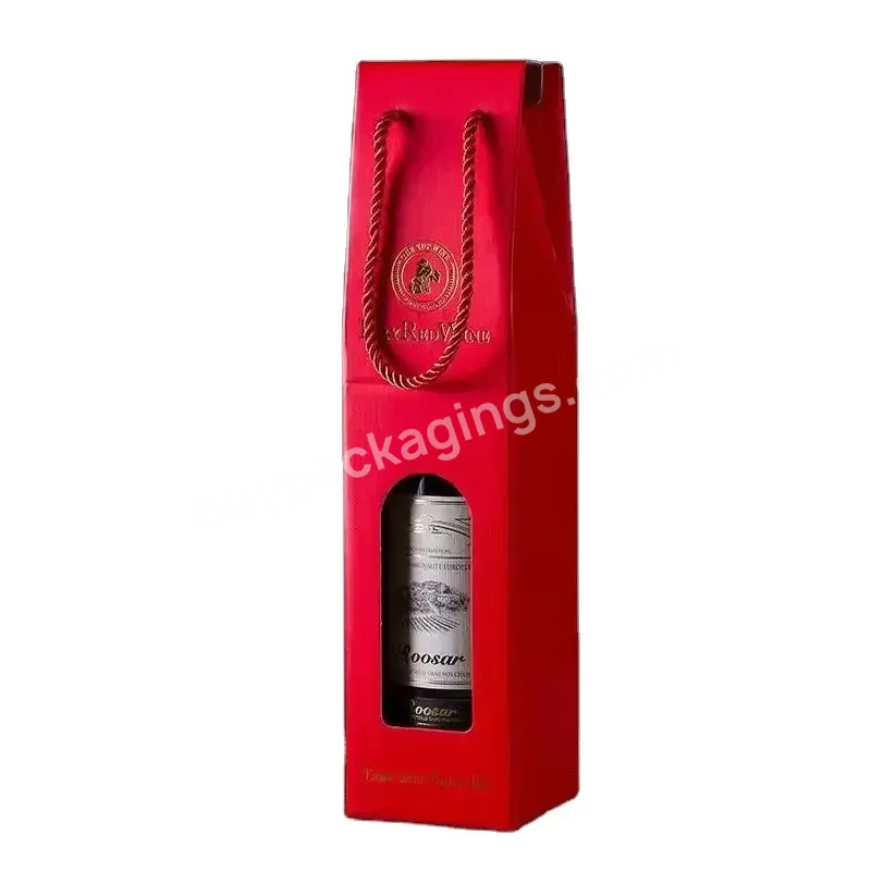 Wholesale Single Beer Juice Bottles Set Boxes Recyclable Luxury Printing Tube Wine Package Paper Box With Window