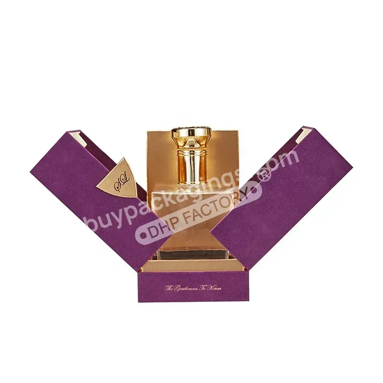 Wholesaler Custom Purple Velvet Mount Rigid Cardboard Double Side Open Whisky Wine Glass Bottle Gift Box Packaging With Magnetic