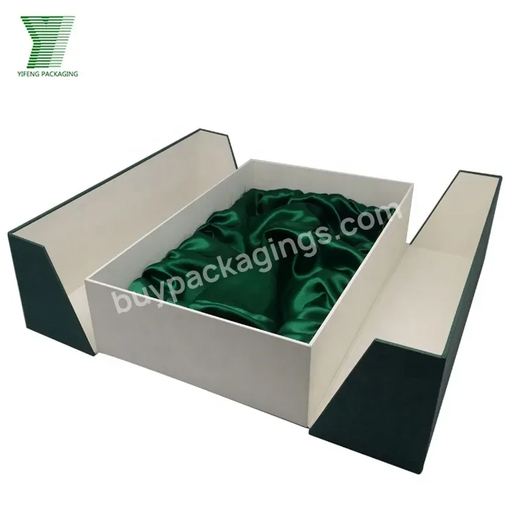 Yifeng Luxury 100% Recycled Handmade 2 Bottles Wine Gift Black Paper Cardboard Box Luxury / Wooden Wine Boxes Glasses Cardboard